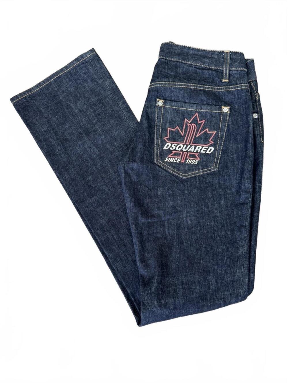 DSquared2 Y2K Jeans Womens IT 40/US 4 Dark Wash Maple Leaf Patch Made in Italy